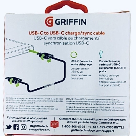 USB-C to USB-C Charge & Sync Cable Griffin - Picture 3 of 6